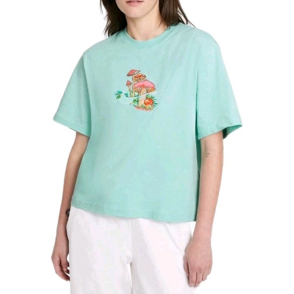 Nike Tshirt Cyber Blue Mushrooms Size Medium Oversized